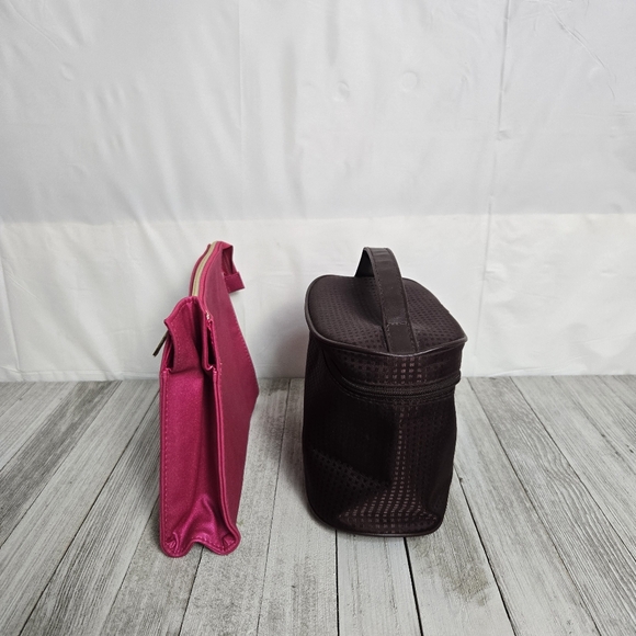 Lot Of 2 Estee Lauder LANCOME Cosmetic Make Up Bags Pink Plum - Picture 5 of 9